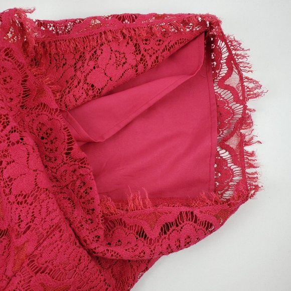 Free People Womens Lace Peplum Dress Deep Pink Red Size 2 Cotton - Picture 7 of 8